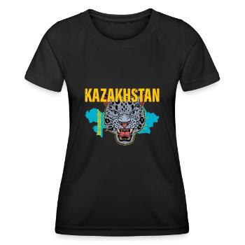 Schneeleopard National Symbol Kasachstan Jurte - Frauen Funktions-T-Shirt - Schwarz - Vorne - AI Model Female 172 light (172cm)