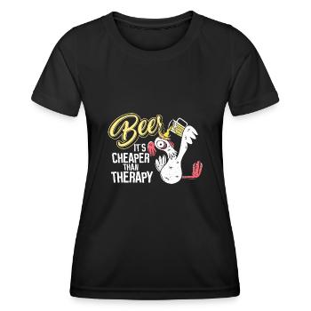 Beer günstiger als Therapie - Frauen Funktions-T-Shirt - Schwarz - Vorne - AI Model Female 172 light (172cm)