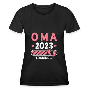 Oma 2023 loading Werdende Großmutter Geschenk - Frauen Funktions-T-Shirt - Schwarz - Vorne - AI Model Female 172 light (172cm)