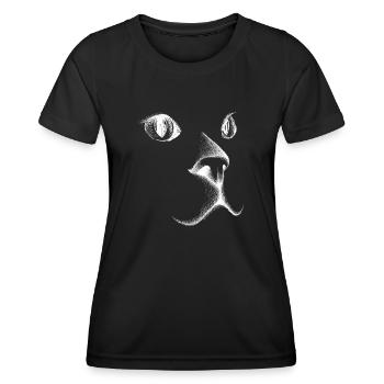 Katzengesicht - Frauen Funktions-T-Shirt - Schwarz - Vorne - AI Model Female 172 light (172cm)