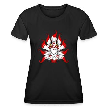 Kitsune Fuchs - Frauen Funktions-T-Shirt - Schwarz - Vorne - AI Model Female 172 light (172cm)