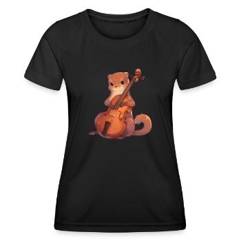 Cute mongoose playing cello - Women's Functional T-Shirt - black - Front - AI Model Female 172 light (172cm)