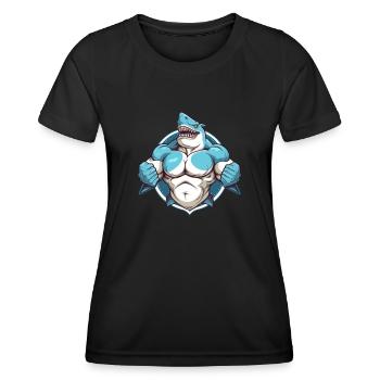 Bodybuilder Shark - T-shirt sport Femme - noir - Devant - AI Model Female 172 light (172cm)