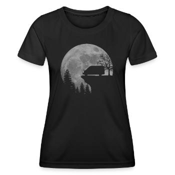 Camper Van, Kastenwagen, Wohnmobil, Mond - Frauen Funktions-T-Shirt - Schwarz - Vorne - AI Model Female 172 light (172cm)