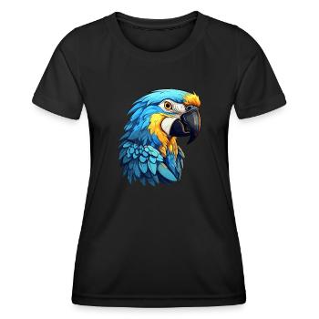 Blau-Gold Ara - Frauen Funktions-T-Shirt - Schwarz - Vorne - AI Model Female 172 light (172cm)