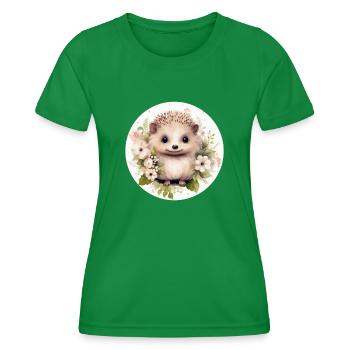 Süßer Igel - Frauen Funktions-T-Shirt - Kelly Green - Vorne - AI Model Female 172 dark (172cm)