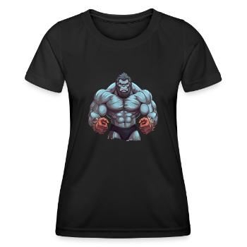 Bodybuilder Gorilla - T-shirt sport Femme - noir - Devant - AI Model Female 172 light (172cm)