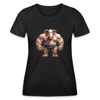 Bodybuilder Eléphant - T-shirt sport Femme - noir - Devant - AI Model Female 172 light (172cm)