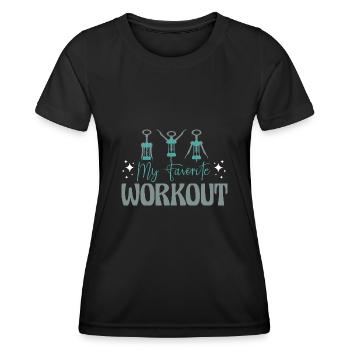 My Favorite Workout Funny Wine Lover - Women's Functional T-Shirt - black - Front - AI Model Female 172 light (172cm)