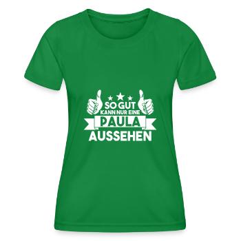 Name Paula - Frauen Funktions-T-Shirt - Kelly Green - Vorne - AI Model Female 172 dark (172cm)
