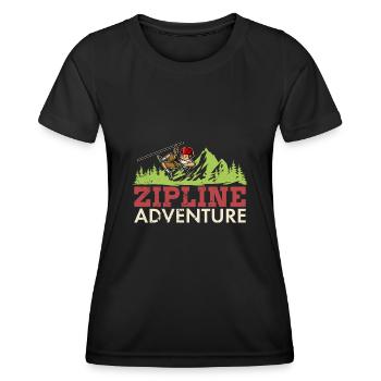 Zipliner Zipline Hobby Seilrutschen Berge Spruch - Frauen Funktions-T-Shirt - Schwarz - Vorne - AI Model Female 172 light (172cm)