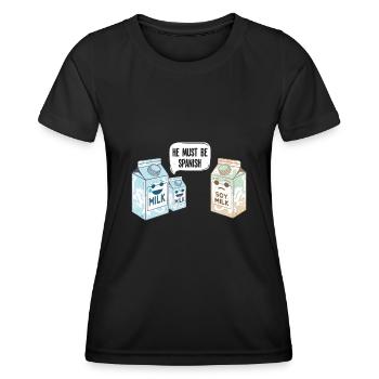 Sojamilch - Soy Milk spanisch - Frauen Funktions-T-Shirt - Schwarz - Vorne - AI Model Female 172 light (172cm)