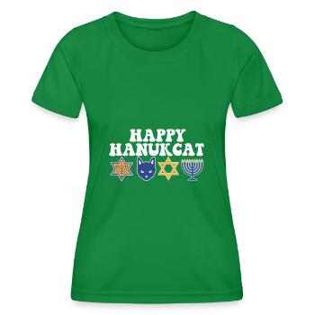 Jewish Hanukkah Hanukcat Star Of David Menorah - Women's Functional T-Shirt - kelly green - Front - AI Model Female 172 dark (172cm)