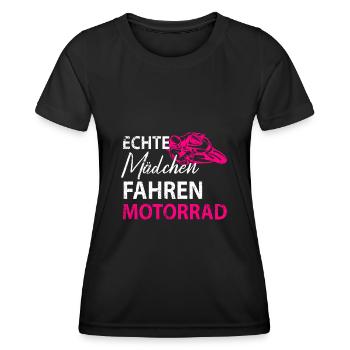 Motorrad Bikerin Motorradfahrerin Damen - Frauen Funktions-T-Shirt - Schwarz - Vorne - AI Model Female 172 light (172cm)