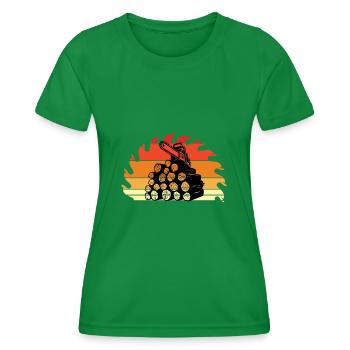 Chainsaw Axe Forester Lumberjack Saw Chain - Women's Functional T-Shirt - kelly green - Front - AI Model Female 172 dark (172cm)