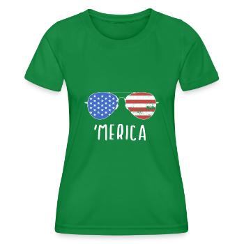 MERICA Sonnenbrille - Lustiges USA - Frauen Funktions-T-Shirt - Kelly Green - Vorne - AI Model Female 172 dark (172cm)