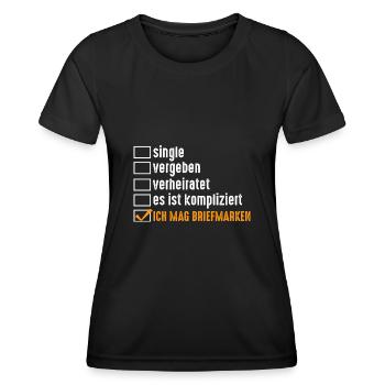 Philatelie Briefmarkensammlung Briefmarkensammler - Frauen Funktions-T-Shirt - Schwarz - Vorne - AI Model Female 172 light (172cm)