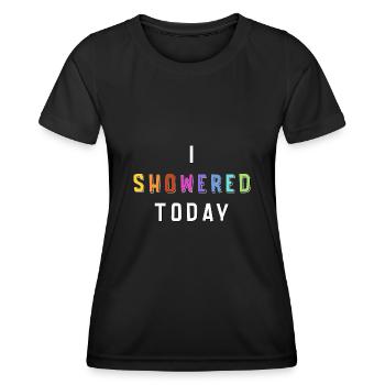 J’ai pris une douche aujourd’hui en disant drôle de ringard - T-shirt sport Femme - noir - Devant - AI Model Female 172 light (172cm)