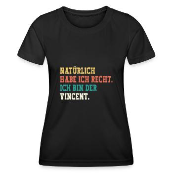 Vincent Lustiger Spruch Vorname Name Vincent - Frauen Funktions-T-Shirt - Schwarz - Vorne - AI Model Female 172 light (172cm)