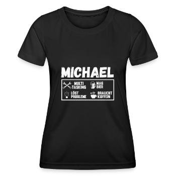 Michael - Frauen Funktions-T-Shirt - Schwarz - Vorne - AI Model Female 172 light (172cm)