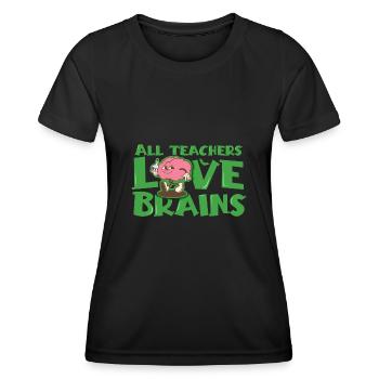 Les enseignants d’Halloween aiment les cerveaux, célèbrent halloween - T-shirt sport Femme - noir - Devant - AI Model Female 172 light (172cm)