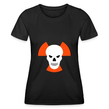 Schädel mit bösem Blick vor Strahlenwarnzeichen - Frauen Funktions-T-Shirt - Schwarz - Vorne - AI Model Female 172 light (172cm)