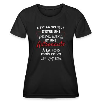 Prinzessin und Astronautin, ich schaffe es! - Frauen Funktions-T-Shirt - Schwarz - Vorne - AI Model Female 172 light (172cm)