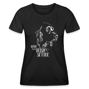 Loved by an Irish Setter Hundespruch Wilsigns - Frauen Funktions-T-Shirt - Schwarz - Vorne - AI Model Female 172 light (172cm)