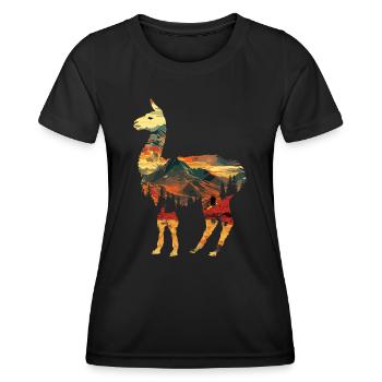 Alpaga Lama Andes Amérique du Sud - T-shirt sport Femme - noir - Devant - AI Model Female 172 light (172cm)