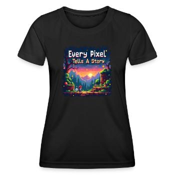 Chaque pixel raconte une histoire - Retro Gaming - T-shirt sport Femme - noir - Devant - AI Model Female 172 light (172cm)