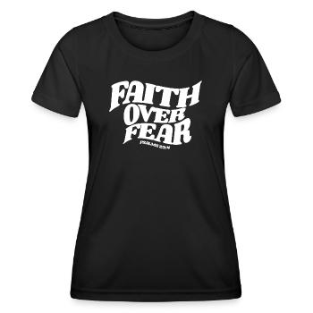 Psaumes 23 La foi sur la peur - T-shirt sport Femme - noir - Devant - AI Model Female 172 light (172cm)