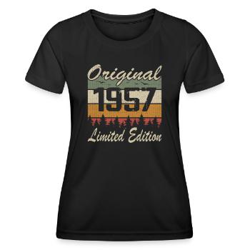 Vintage-Geburtstag Original-Geschenkidee 1957 - Frauen Funktions-T-Shirt - Schwarz - Vorne - AI Model Female 172 light (172cm)