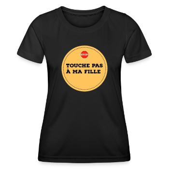 Stop. Touche pas à ma fille. - T-shirt sport Femme - noir - Devant - AI Model Female 172 light (172cm)