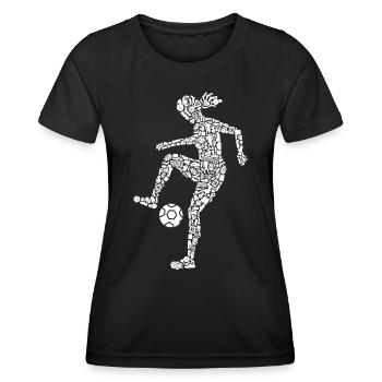 Fußball Spielerin Frauen Mädchen Fußballspielerin - Frauen Funktions-T-Shirt - Schwarz - Vorne - AI Model Female 172 light (172cm)