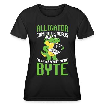 Alligator Computer Nerd Byte für Krokodil Fan - Frauen Funktions-T-Shirt - Schwarz - Vorne - AI Model Female 172 light (172cm)