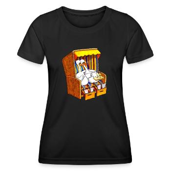 Swans in a beach chair - Women's Functional T-Shirt - black - Front - AI Model Female 172 light (172cm)
