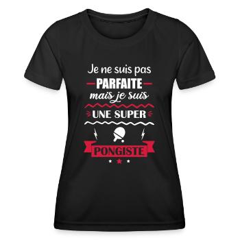 Pas parfaite pongiste,ping-pong,ping pong - T-shirt sport Femme - noir - Devant - AI Model Female 172 light (172cm)