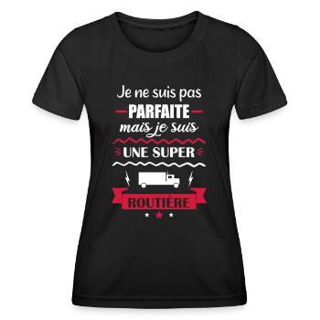 Je ne suis pas parfaite mais je suis routière - T-shirt sport Femme - noir - Devant - AI Model Female 172 light (172cm)
