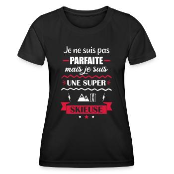 Pas parfaite skieuse,ski - T-shirt sport Femme - noir - Devant - AI Model Female 172 light (172cm)