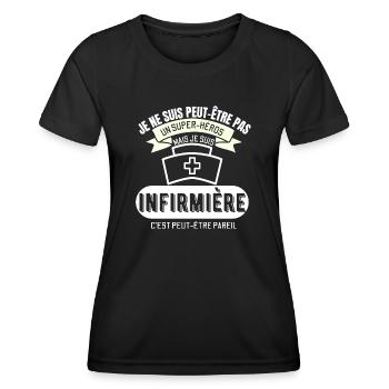 Infirmière: presque un super-héros - T-shirt sport Femme - noir - Devant - AI Model Female 172 light (172cm)