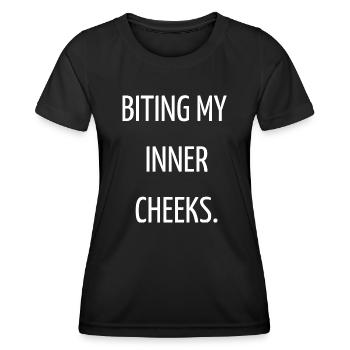 Biting my inner cheeks - Women's Functional T-Shirt - black - Front - AI Model Female 172 light (172cm)