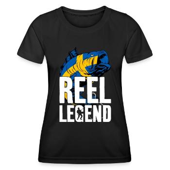 REEL LEGEND ANGLER ANGELN SCHWEDEN - Frauen Funktions-T-Shirt - Schwarz - Vorne - AI Model Female 172 light (172cm)