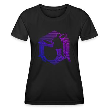 Drummer Drum Kit Damen Schlagzeuger Schlagzeugspie - Frauen Funktions-T-Shirt - Schwarz - Vorne - AI Model Female 172 light (172cm)