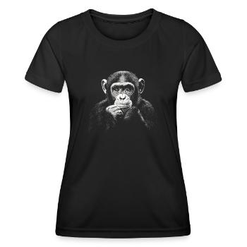 Chimpanzee Portrait Wildlife Wildlife Jungle - Women's Functional T-Shirt - black - Front - AI Model Female 172 light (172cm)