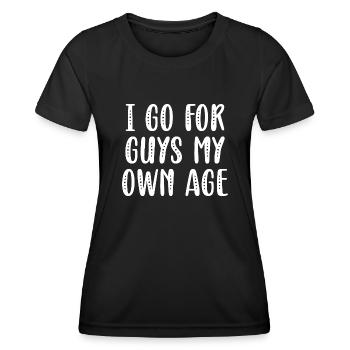 J’opte pour des gars de mon âge - T-shirt sport Femme - noir - Devant - AI Model Female 172 light (172cm)