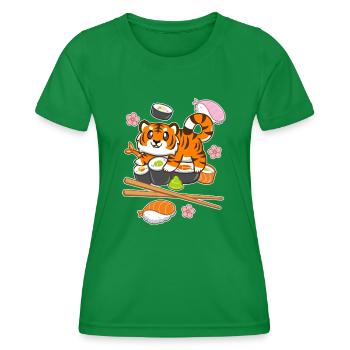 Sushi Tiger - T-shirt sport Femme - vert - Devant - AI Model Female 172 dark (172cm)