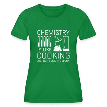 La chimie, c’est comme la cuisine - T-shirt sport Femme - vert - Devant - AI Model Female 172 dark (172cm)