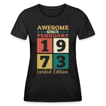 Born 1973 February 50th birthday Gift man - Women's Functional T-Shirt - black - Front - AI Model Female 172 light (172cm)