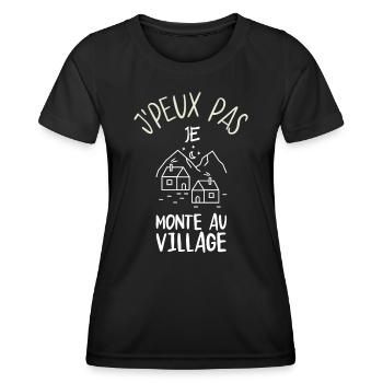 J'Peux Pas Je Monte au village - T-shirt sport Femme - noir - Devant - AI Model Female 172 light (172cm)