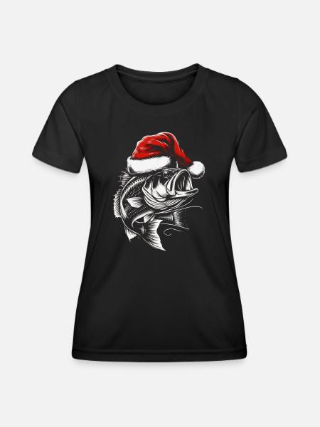 Perch Fishing Christmas - Women's Functional T-Shirt - black